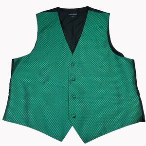 Larr Brio Men's Medium Green & Black Diamond Pattern Vest